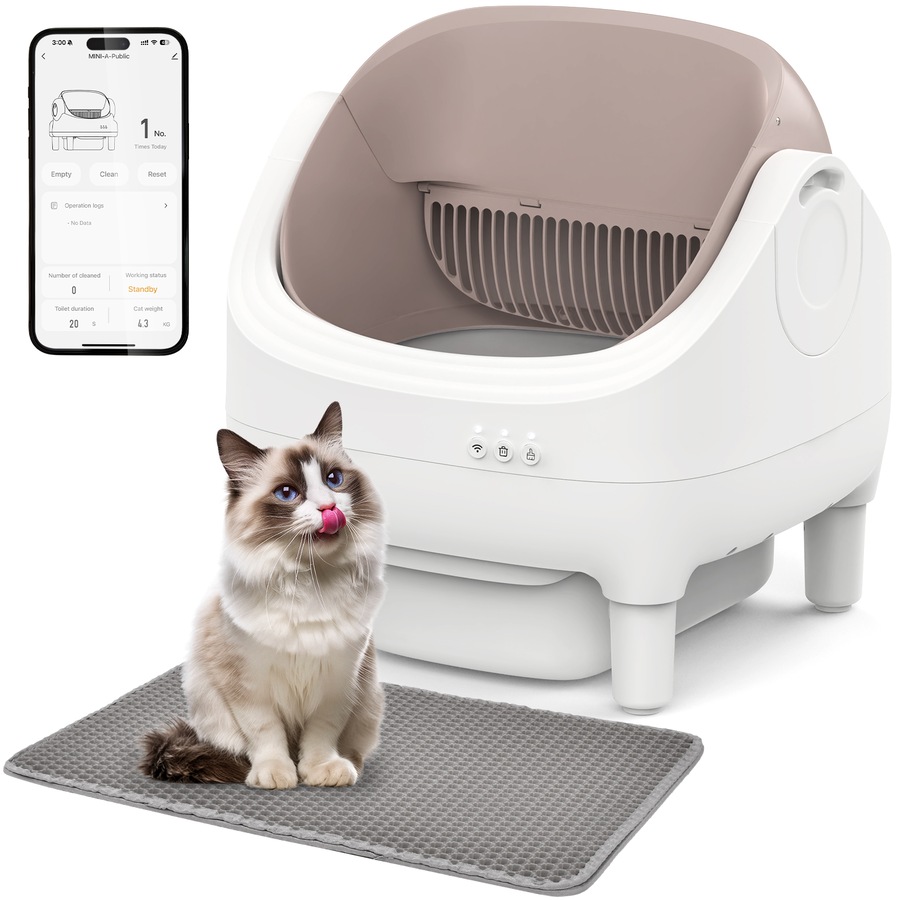 Advwin Self Cleaning Cat Litter Open Top Design Automatic Cat Litter Box With Litter Mat