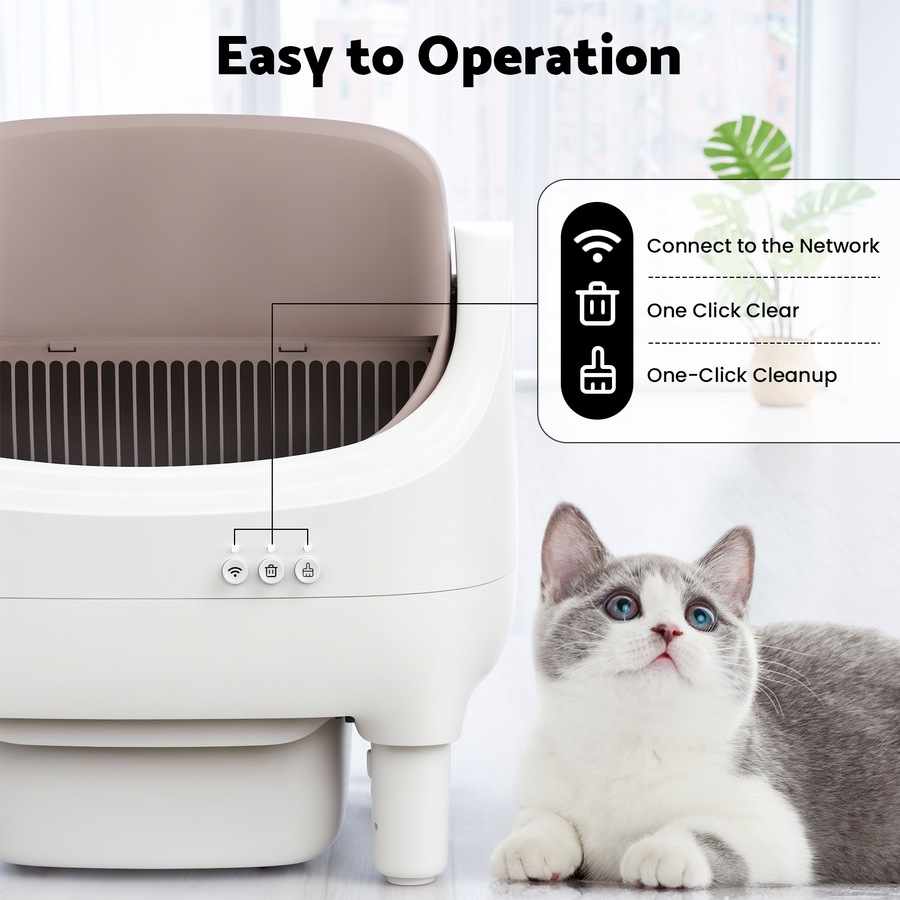 Advwin Self Cleaning Cat Litter Open Top Design Automatic Cat Litter Box With Litter Mat