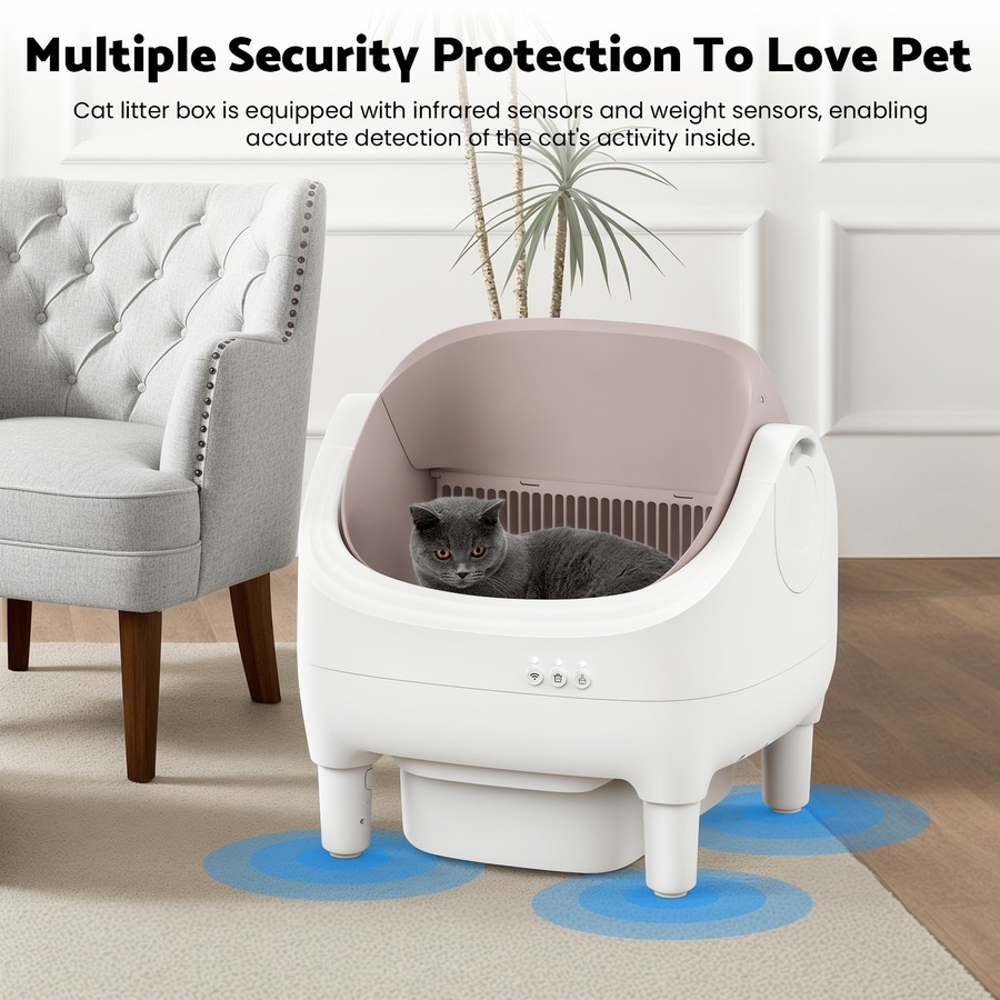 Advwin Self Cleaning Cat Litter Open Top Design Automatic Cat Litter Box With Litter Mat