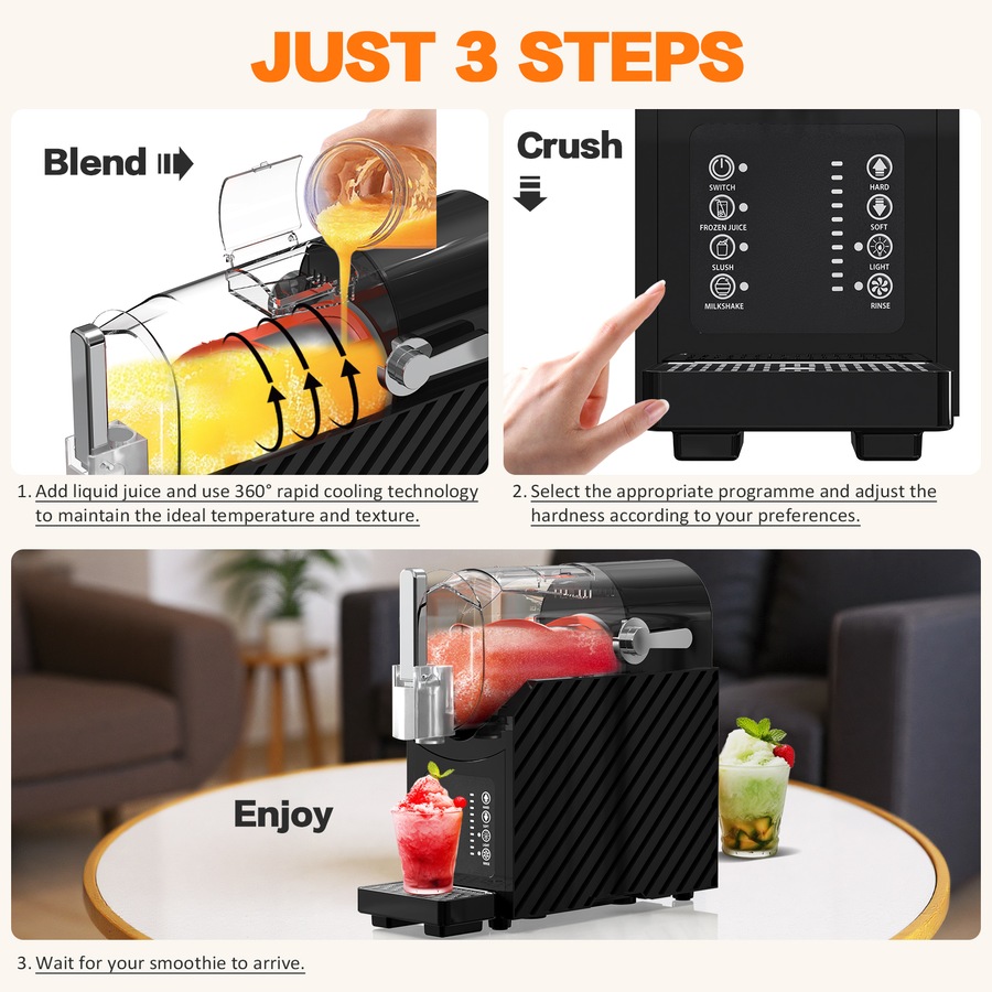 Advwin Slushie Machine, 2.5l Ice Shaver Machine for Home, 250w Ice Crusher with 3 Modes, Self-Cleaning Frozen Drink Maker for Frozen Margaritas, Cocktails, Smoothies, Milkshakes - Dishwasher Safe