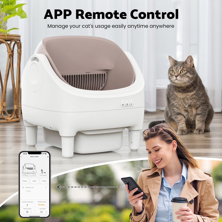 Advwin Smart Cat Litter Box Automatic Self-Cleaning With Litter Mat App Remote Control