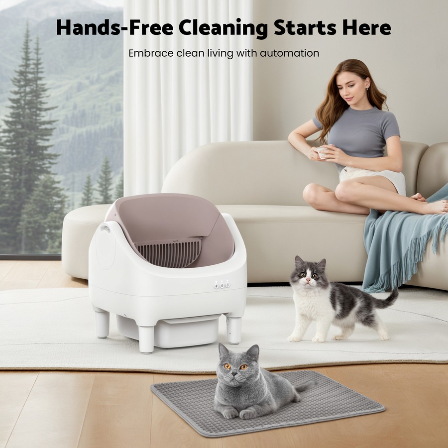 Advwin Smart Cat Litter Box Automatic Self-Cleaning With Litter Mat App Remote Control