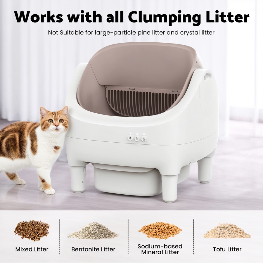Advwin Smart Cat Litter Box Automatic Self-Cleaning With Litter Mat App Remote Control