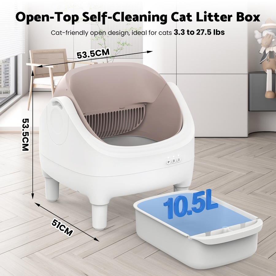 Advwin Smart Cat Litter Box Automatic Self-Cleaning With Litter Mat App Remote Control