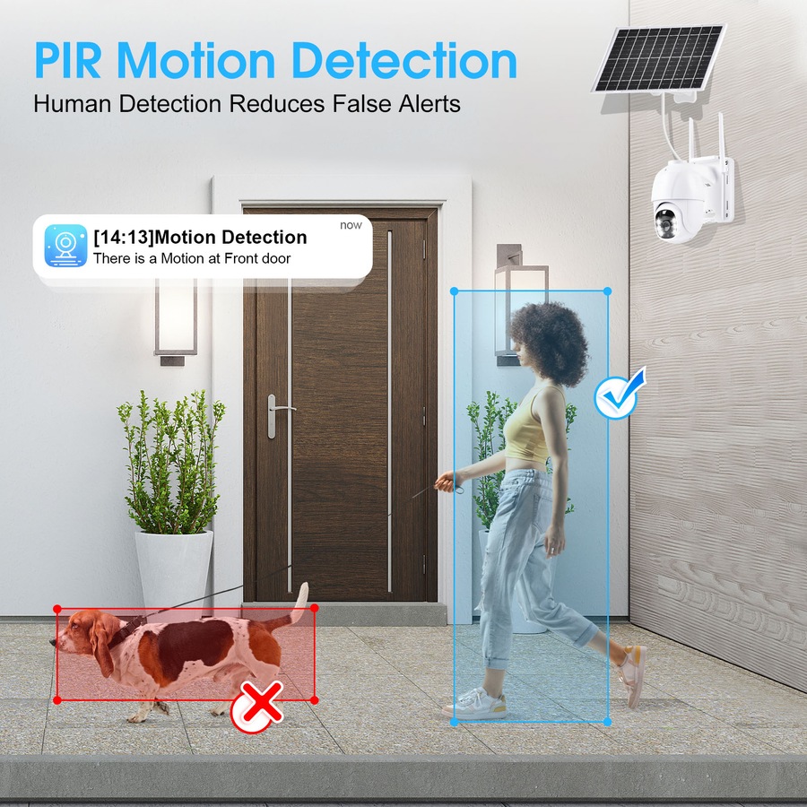 ADVWIN Solar Wifi Security Camera Outdoor, with Colour Night Vision, PIR Motion Alarm, 2-Way Audio, 7800mAh, Support 2.4G & 5G Wi-Fi