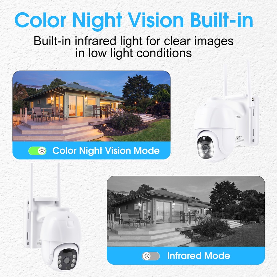 ADVWIN Solar Wifi Security Camera Outdoor, with Colour Night Vision, PIR Motion Alarm, 2-Way Audio, 7800mAh, Support 2.4G & 5G Wi-Fi