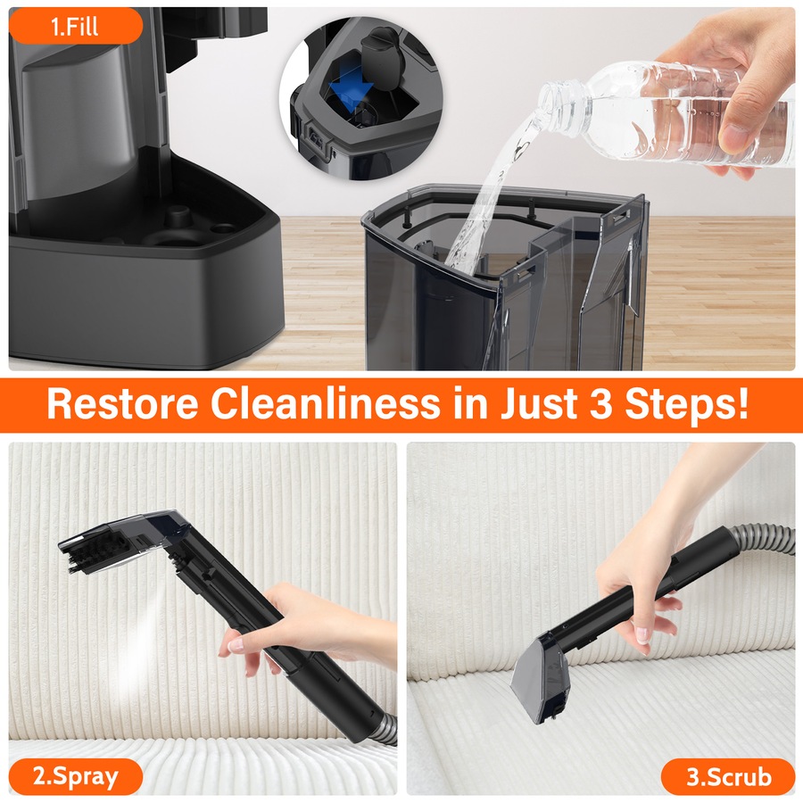 Advwin SpotClean, Portable Carpet Cleaner, Multi-Purpose Portable Cleaner, Carpet and Upholstery Cleaner Machine, Perfect for Pets, Carpet, Area Rugs, Couches, Upholstery, Cars & More, Black