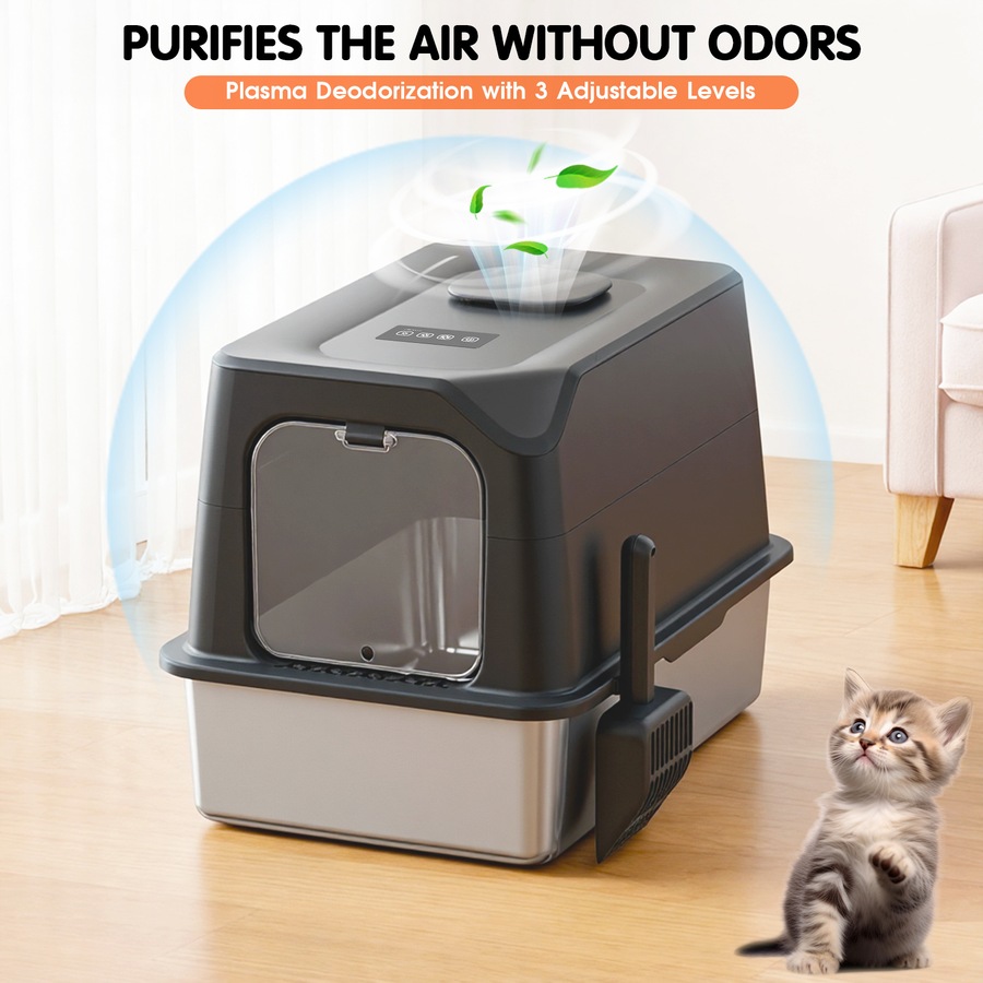 Advwin Stainless Steel Litter Box Plasma Deodorizing Infrared Sensor