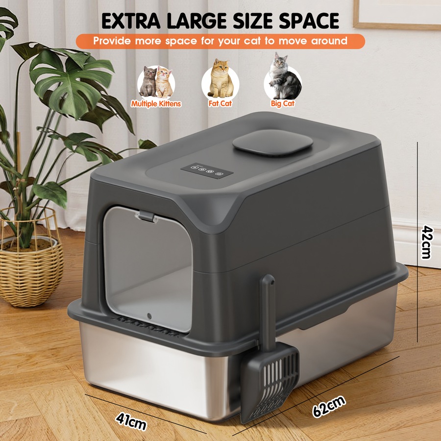 Advwin Stainless Steel Litter Box Plasma Deodorizing Infrared Sensor