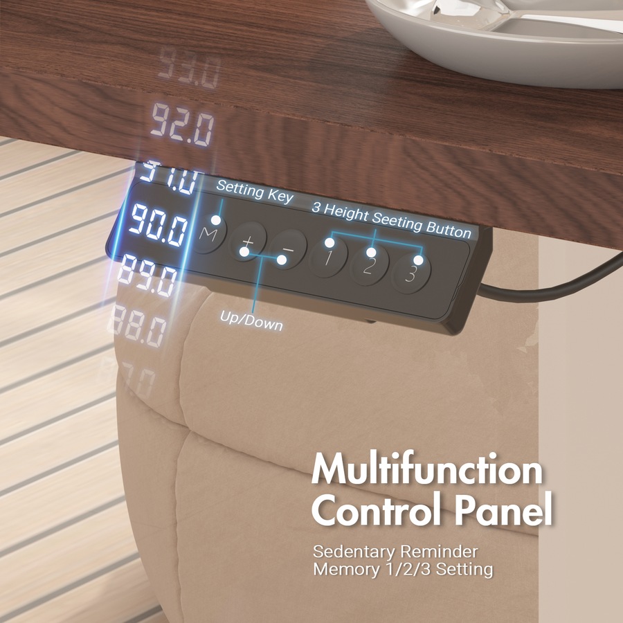 Advwin Standing Desk Electric Ergonomic Adjustable Height Sit Stand up Desk 120cm Walnut Splice Board Table Top+White Frame