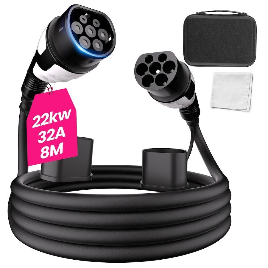 Advwin Type 2 EV Charging Cable 8M EV Charger 22kW 32A Portable Electric Car Charger with Storage Bag