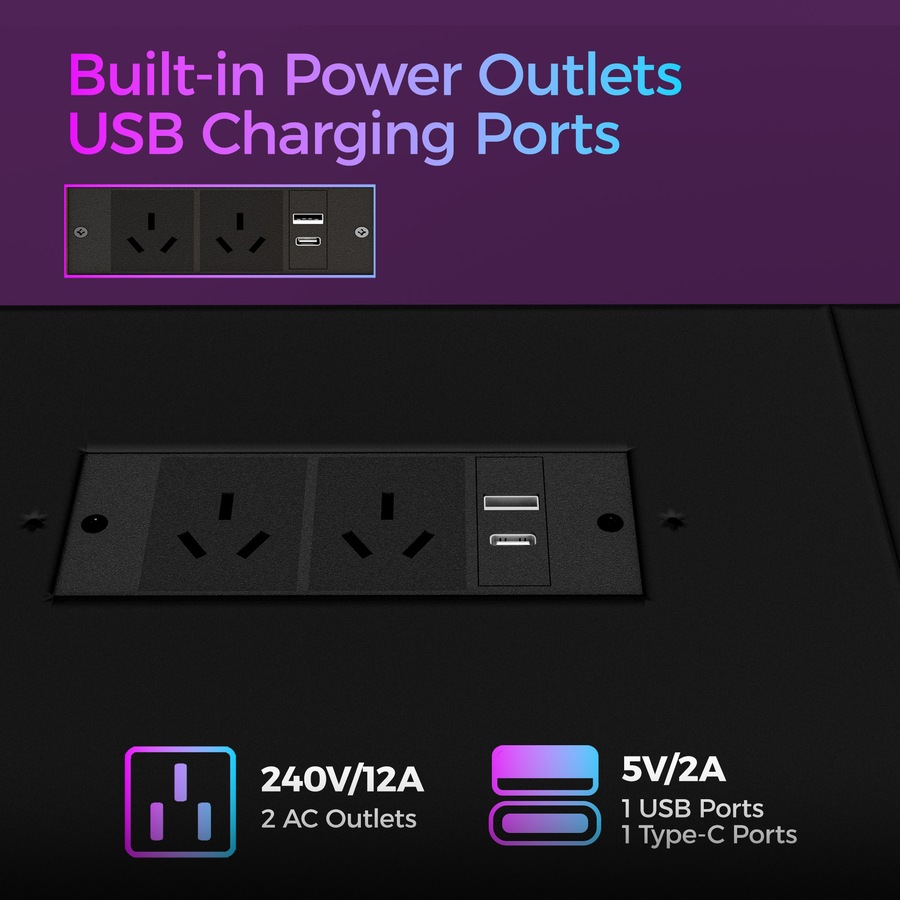 Advwin U Shaped Gaming Desk with LED Lights & Power Outlets Reversible 164cm Corner Computer Desk with 3 Drawers and Bookshelf Black