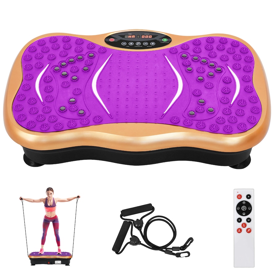 ADVWIN Vibration Machine Full Body Fitness Vibration Platform Workout Machine w/Resistance Bands, 99 Speed Levels & 10 Preset Workouts, Remote Control, Purple