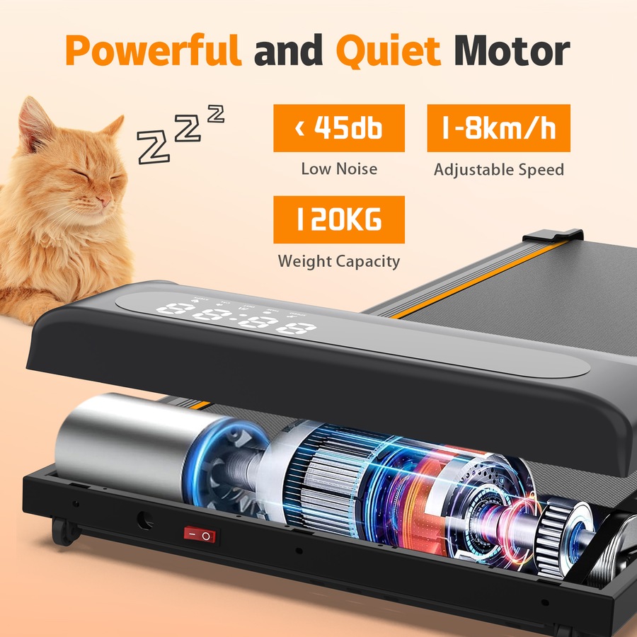 Advwin Electric Treadmill Under Desk Walking Pad for Home Office, Compact Portable Walking Running Machine, Max 8km/h