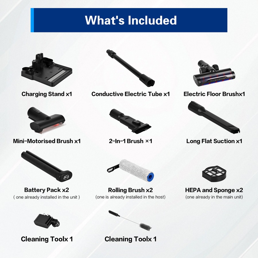 ADVWIN Wet Dry Vacuum Cleaner, 180 Degree Lie-Flat Cordless Smart Vacuum Mop with Hot-Air Drying, Self-Cleaning for Hard Floor Sticky Messes and Pet Hair, Lightweight Handheld Vacuum with 2 Batteries