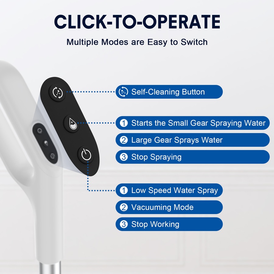 ADVWIN Wet Dry Vacuum Cleaners, Lightweight Wet-Dry Vacuum with Self-Cleaning, One-Step Cleaning for Hard Floors, Great for Sticky Messes and Pet Hair - White& Black Mop Vacuum Cleaner