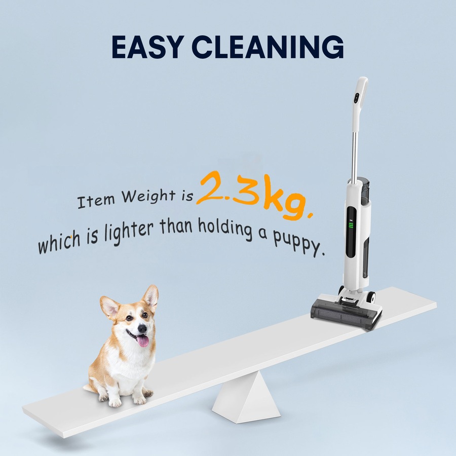 ADVWIN Wet Dry Vacuum Cleaners, Lightweight Wet-Dry Vacuum with Self-Cleaning, One-Step Cleaning for Hard Floors, Great for Sticky Messes and Pet Hair - White& Black Mop Vacuum Cleaner
