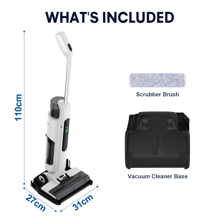 ADVWIN Wet Dry Vacuum Cleaners, Lightweight Wet-Dry Vacuum with Self-Cleaning, One-Step Cleaning for Hard Floors, Great for Sticky Messes and Pet Hair - White& Black Mop Vacuum Cleaner
