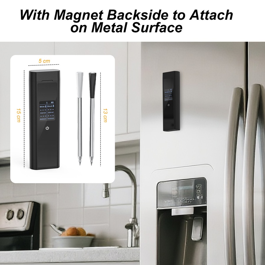 Advwin Wireless Meat Thermometer with Dual Probes, Bluetooth 5.3 Smart Food Thermometer with App, 800ft Range, Rechargeable BBQ Grill Thermometer for Kitchen Cooking