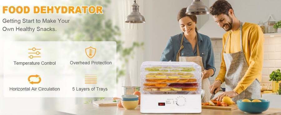Advwin Adjustable Trays Food Dehydrator Fruit Dryer Meat Jerky