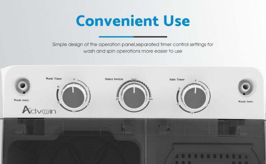 Buy Twin Tub Portable Washing Machine with Spin Cycle & Gravity Drain 4