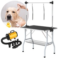 Advwin Dog Grooming Table 2 Loops + Yellow Pet Hair Dryer Foldable Height Adjustable Arm Table