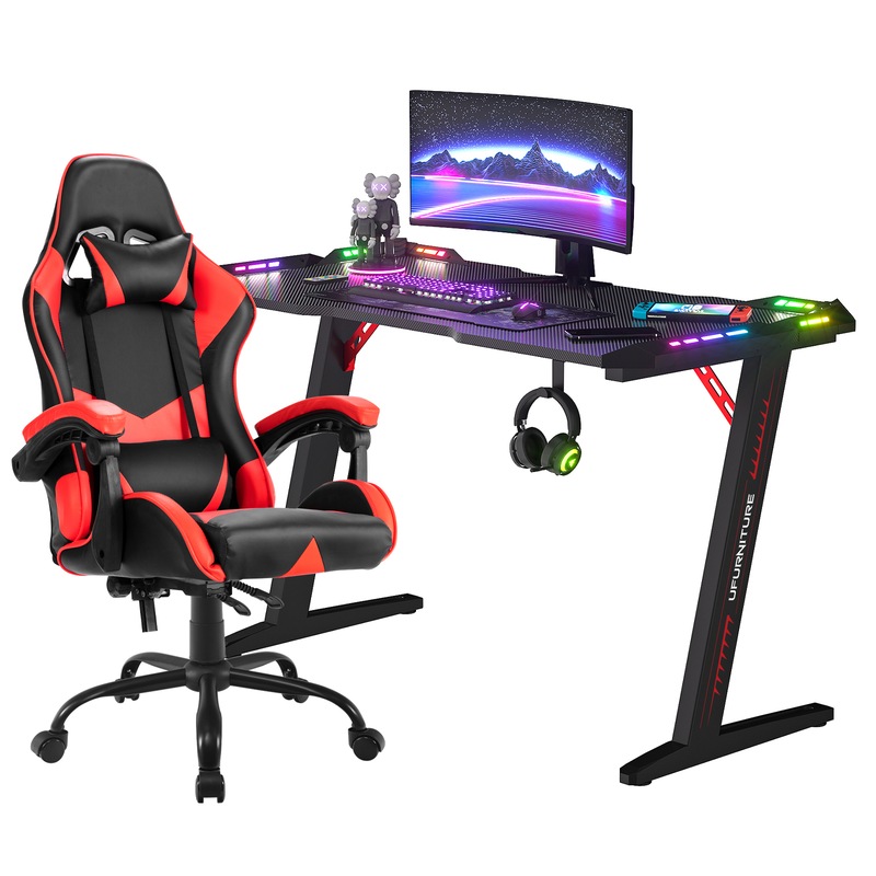 Buy Gaming Chair Desk Setup Office Table Racing Seat(Black Desk,Red