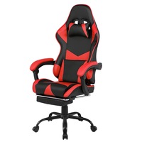Advwin Gaming Chair Racing Recliner Ergonomic Office Chair Executive Computer Seat with Footrest Red