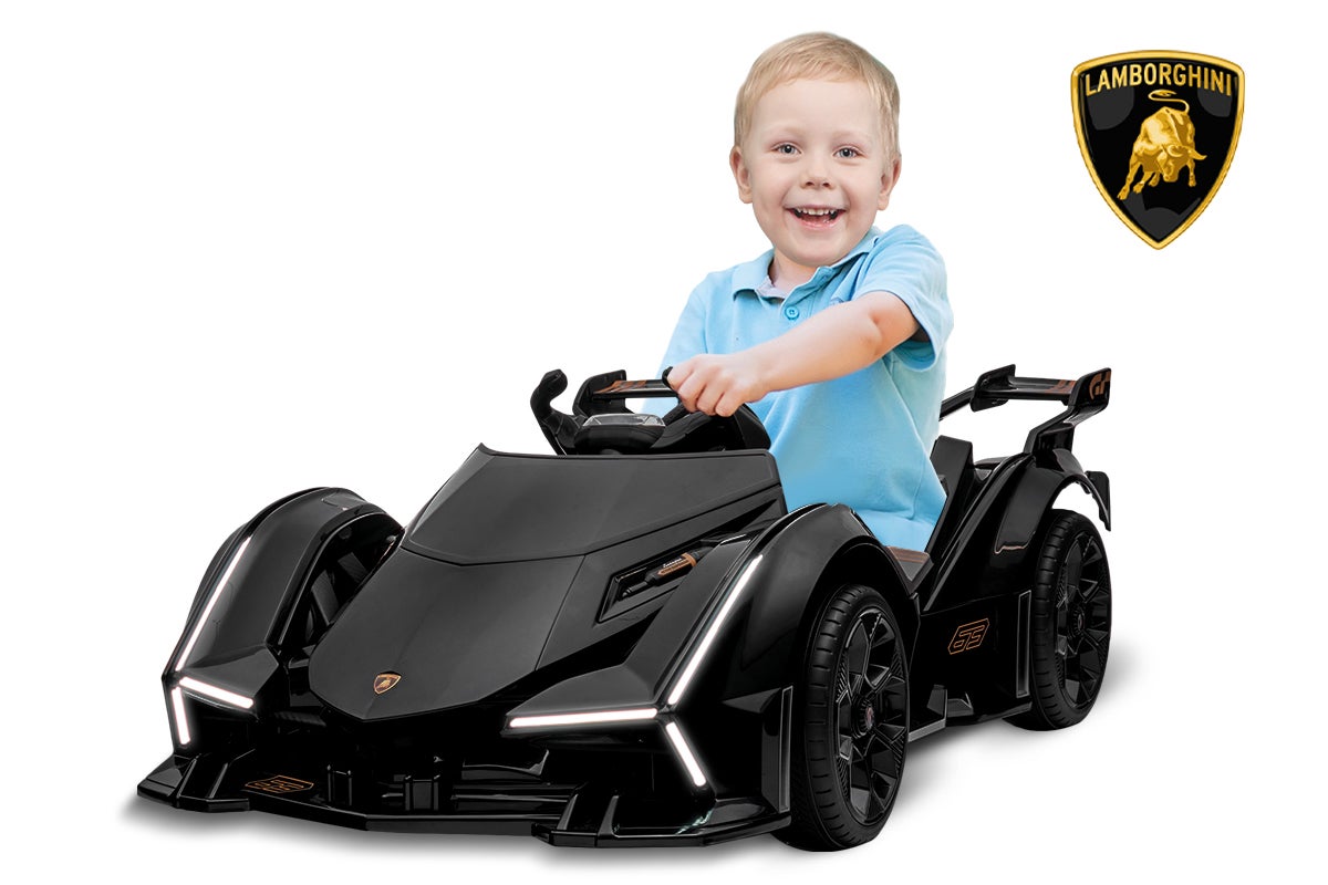 12V Electric Car Kids Ride-On Car Rechargeable Toy Cars(Lamborghini,MP3,LCD,w/Remote Black)