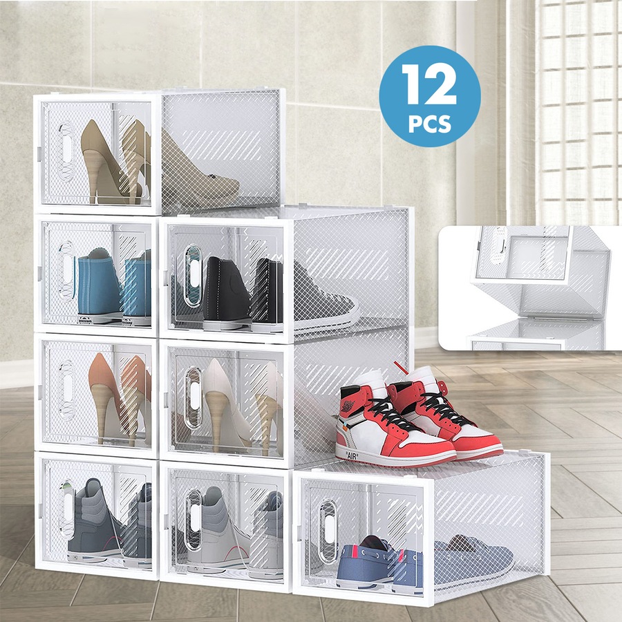 Buy Advwin 12 Pcs Shoe Storage Box Aromatic Clear Plastic Stackable ...