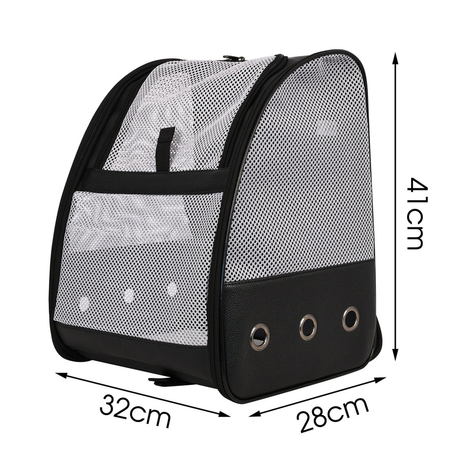Pet Backpack Carrier Outdoor Portable Cat Travel Bag Breathable Back Black