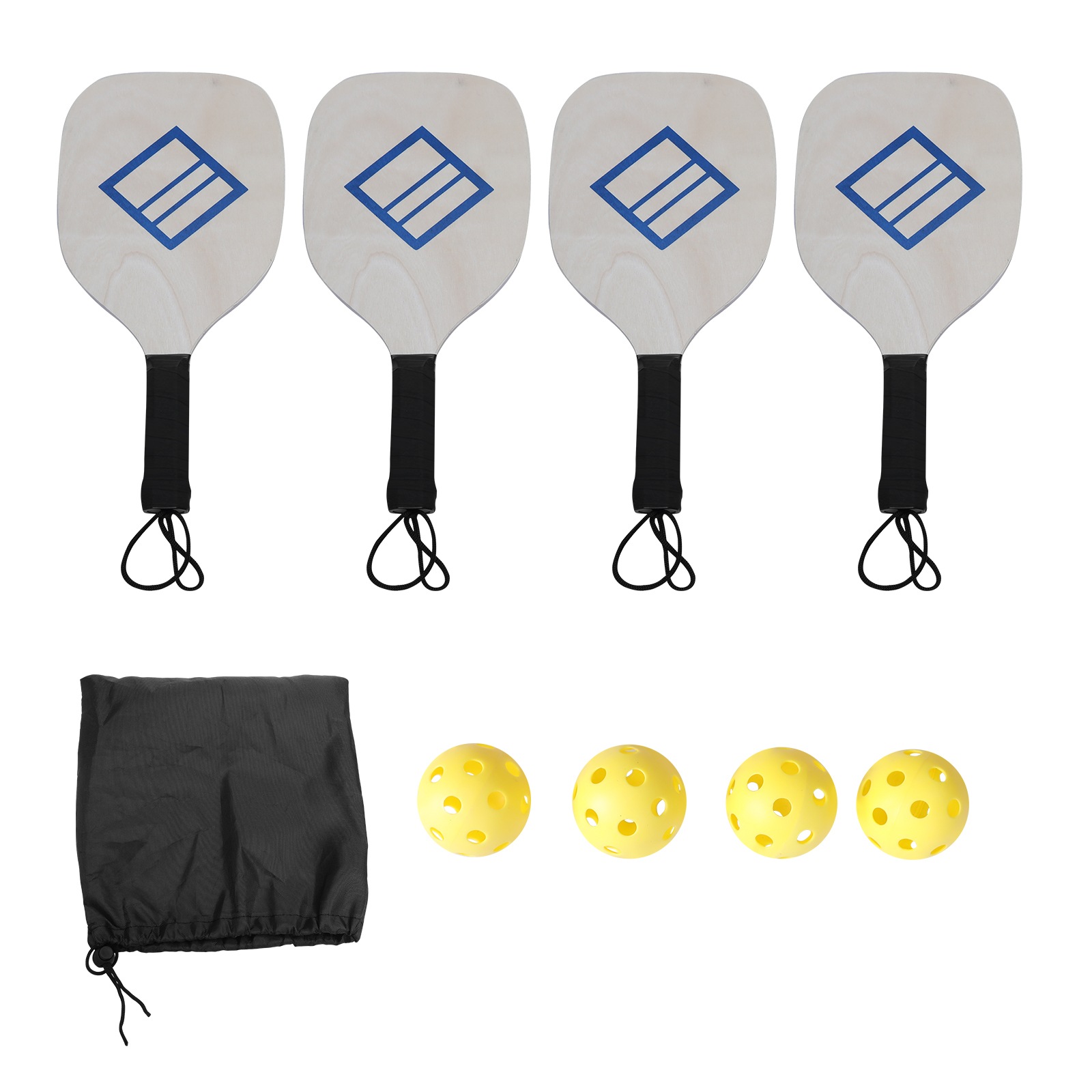 ADVWIN Pickleball Paddles Wood Paddle Set of 4 with Balls and