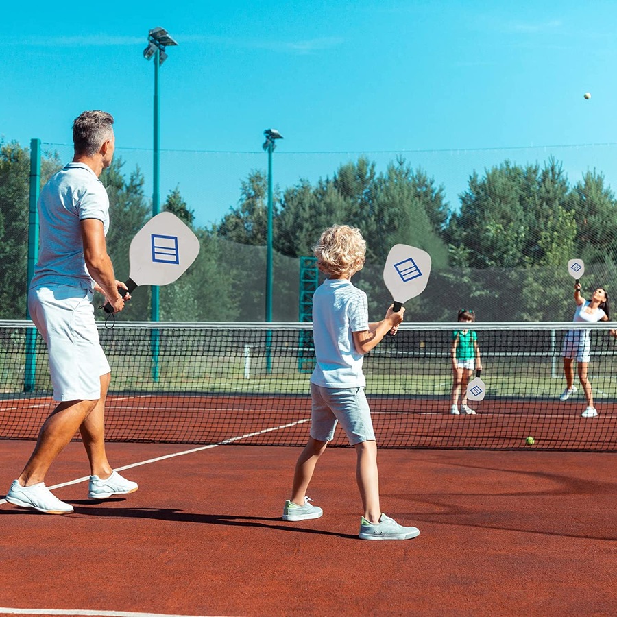 ADVWIN Pickleball Paddles, Wood Pickleball Paddle Set of 4 with 4 Balls and 1 Carry Bag, Indoor & Outdoor Pickleball Balls