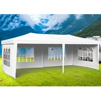 Advwin 3x6 White Marquee Waterproof PE Gazebo Outdoor Party Tent with 4 Sidewalls and Windows