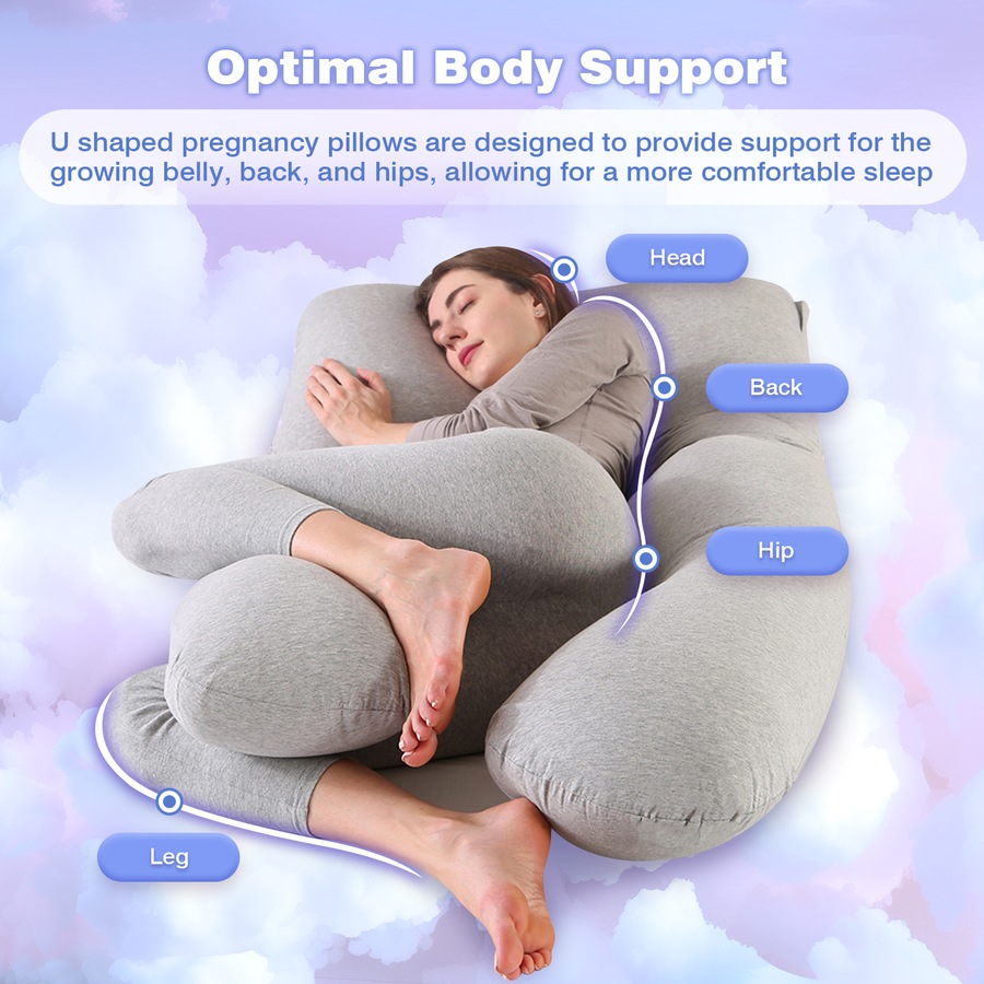 2 in 1 Maternity Pregnancy Pillow Full Body Support Nursing Pillow for Feeding Grey