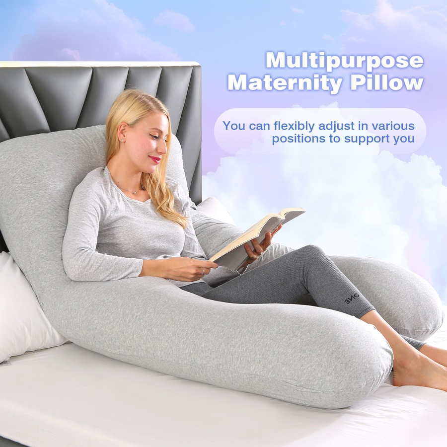 2 in 1 Maternity Pregnancy Pillow Full Body Support Nursing Pillow for Feeding Grey