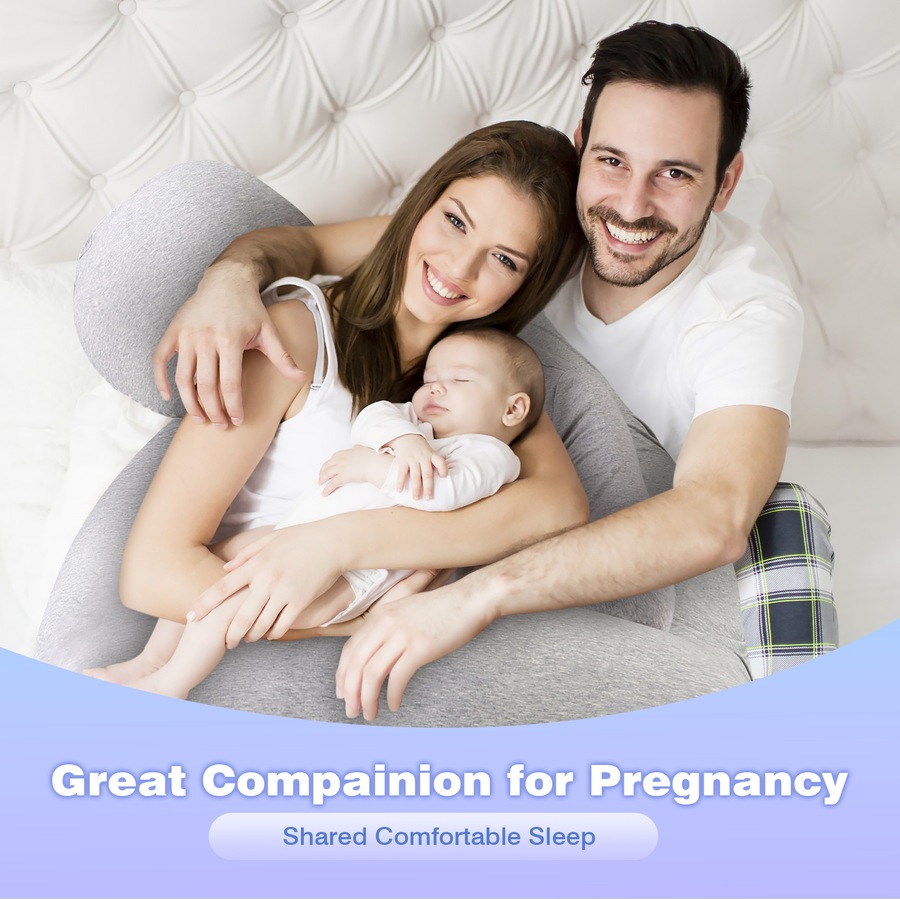 2 in 1 Maternity Pregnancy Pillow Full Body Support Nursing Pillow for Feeding Grey
