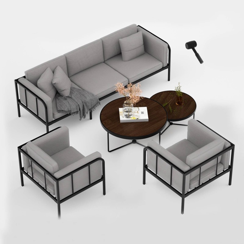 Buy PU Leather Sofas set 5 seater sofa Iron Frame Sofa Combination(3+1