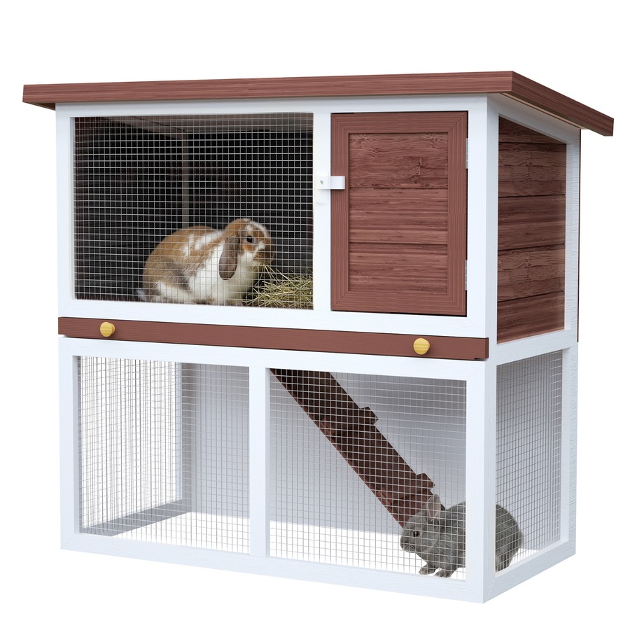 Advwin Rabbit Hutch 90cm x 45cm x 80cm Chicken Coop Bunny HouseWooden Pet House Outdoor