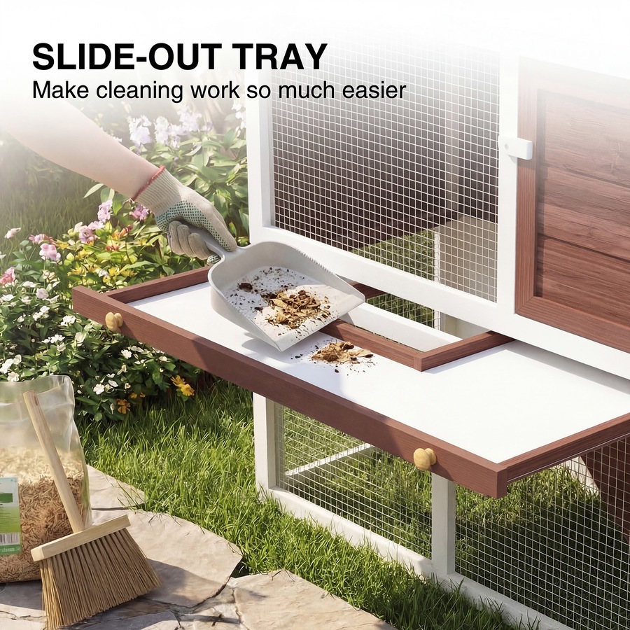 Advwin Rabbit Hutch 90cm x 45cm x 80cm Chicken Coop Bunny HouseWooden Pet House Outdoor