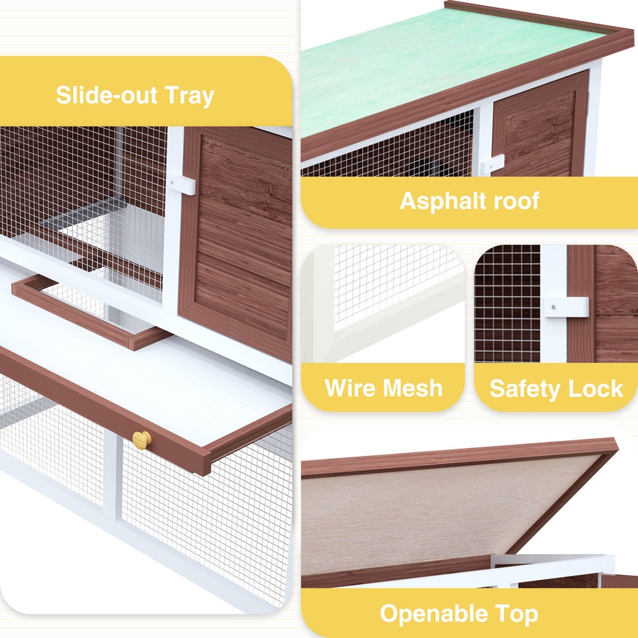 Advwin Rabbit Hutch 90cm x 45cm x 80cm Chicken Coop Bunny HouseWooden Pet House Outdoor