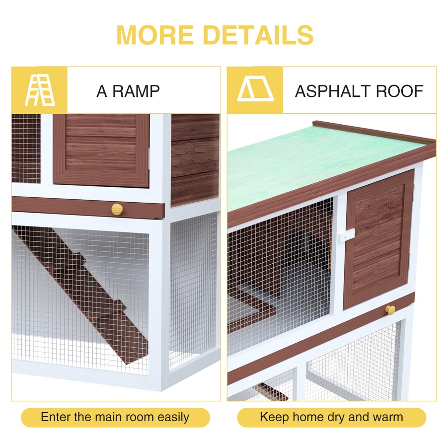 Advwin Rabbit Hutch 90cm x 45cm x 80cm Chicken Coop Bunny HouseWooden Pet House Outdoor