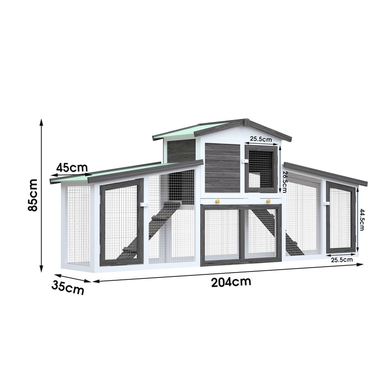 Buy Rabbit Hutch Portable Chicken Coop 2 Level Wooden Pet Cage Large
