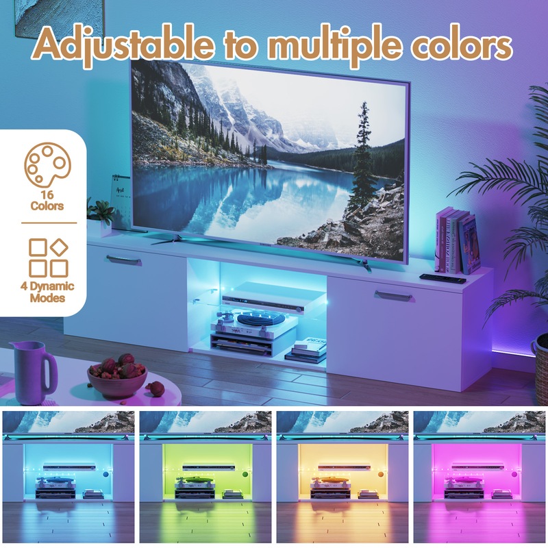 Buy 160CM TV Entertainment Unit TV Wooden Modern White LED