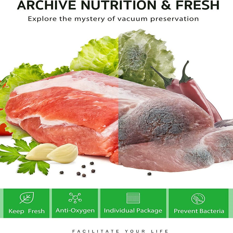 Vacuum Food Sealer Bags, 6 Rolls Food Saver Bag Rolls, BPA Free and Commercial Grade Storage Bags for Storage, Meal Prep or Sous Vide 3*(20cm*500cm) & 3*(28cm*500cm)