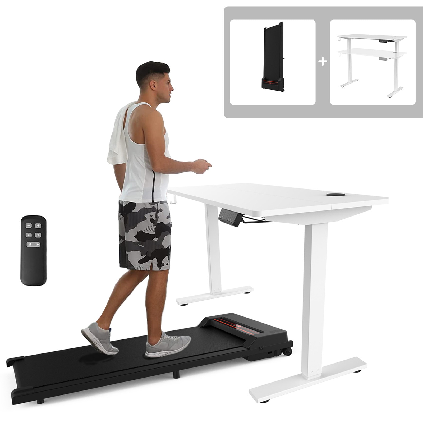 Advwin Walking Pad Treadmill with Adjustable Height Electric Standing Desk