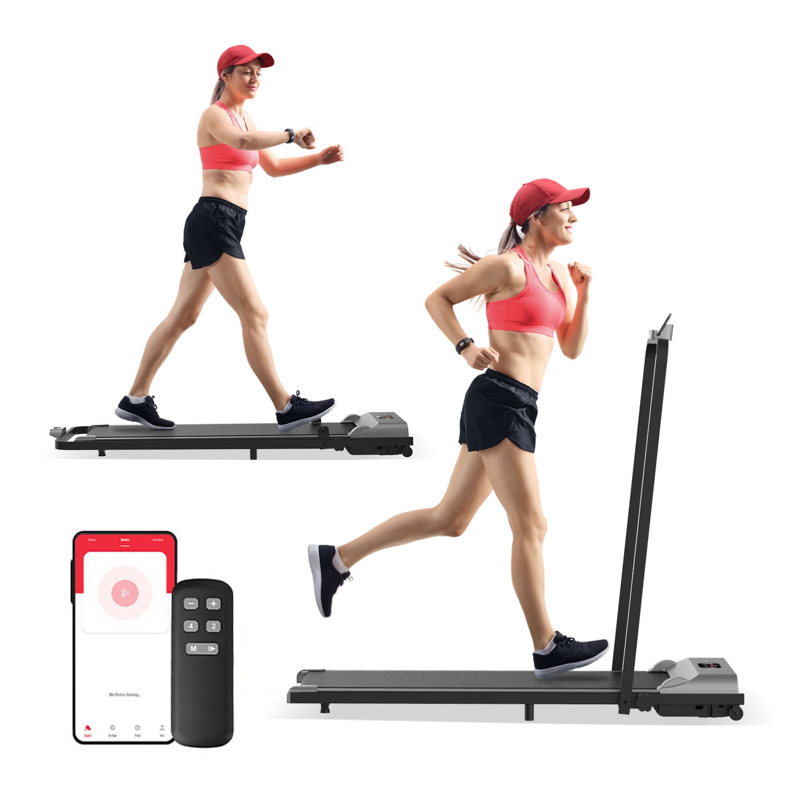 Walking Pad Treadmill Under Desk Electric Foldable Compact Machine Home Office Gym