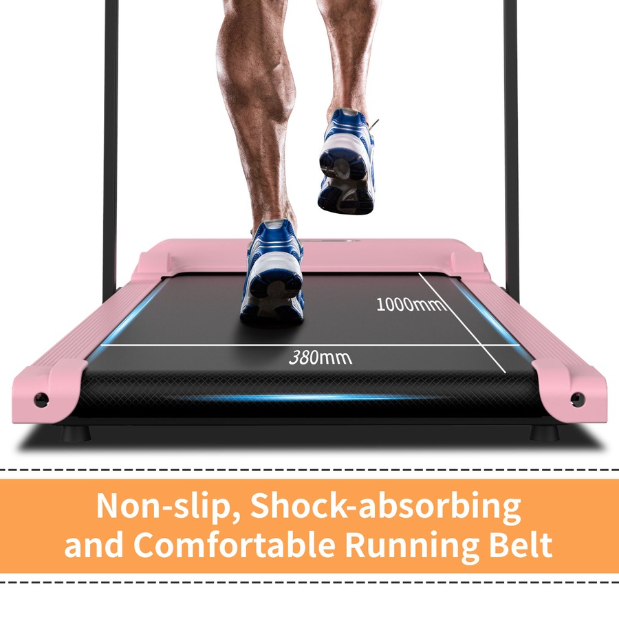 Walking Pad Treadmill Under Desk Foldable Compact Electric Walking Machine Home Office Gym Exercise Fitness Pink