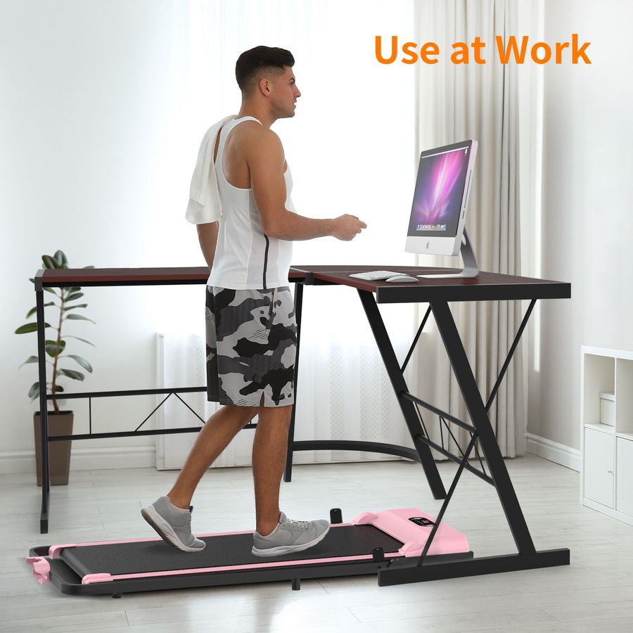 Walking Pad Treadmill Under Desk Foldable Compact Electric Walking Machine Home Office Gym Exercise Fitness Pink