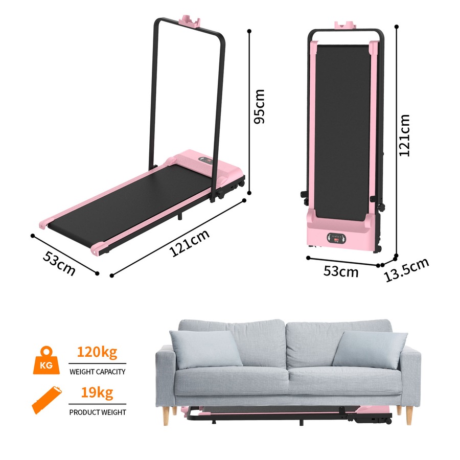 Walking Pad Treadmill Under Desk Foldable Compact Electric Walking Machine Home Office Gym Exercise Fitness Pink